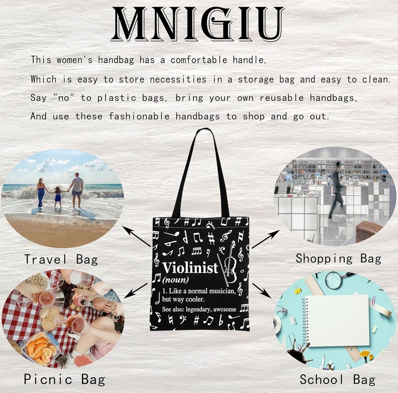 MNIGIU MINIGIU Violinist Gift Violinist Appreciation Gift Violin Lover Gift Violinist Tote Bag for Violin Player - Image 4